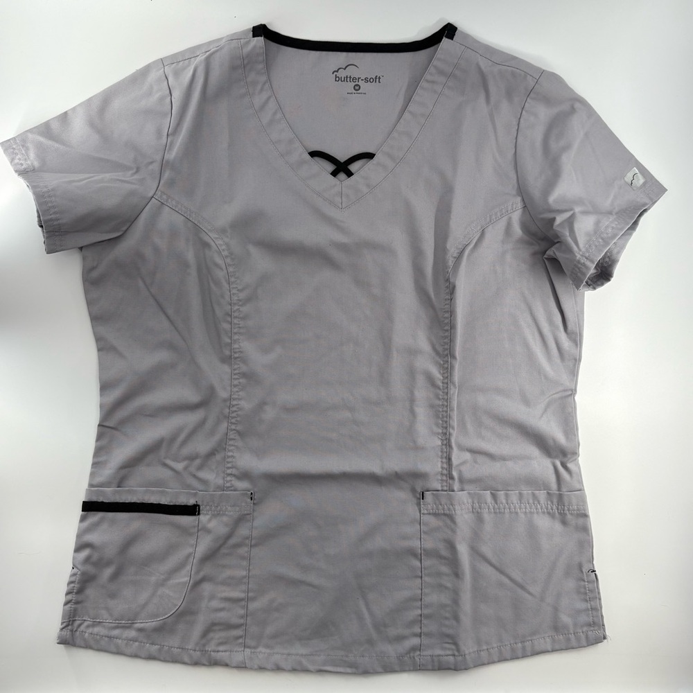 Butter Soft Gray Scrub Top